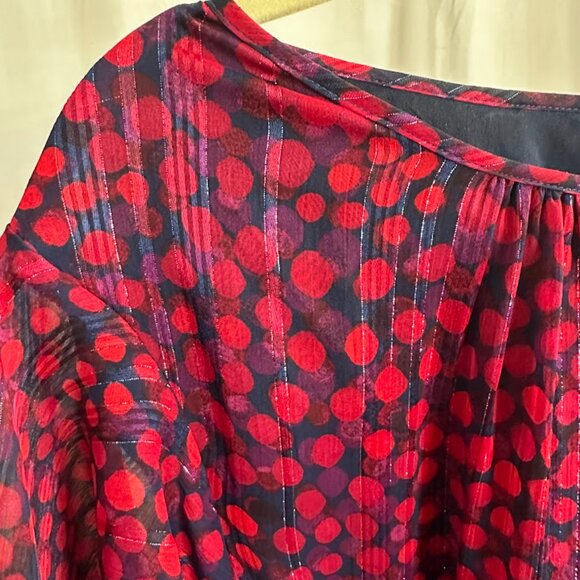 Tahari ASL Women's Plus 24W Navy dress with red/purple polka dots - Picture 8 of 11